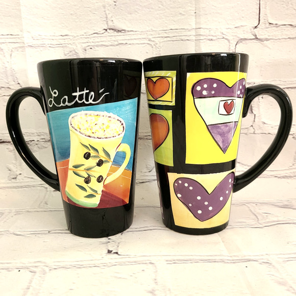 Naylor Dining Naylor Designs Art Deco Hand Painted Coffee Mugs